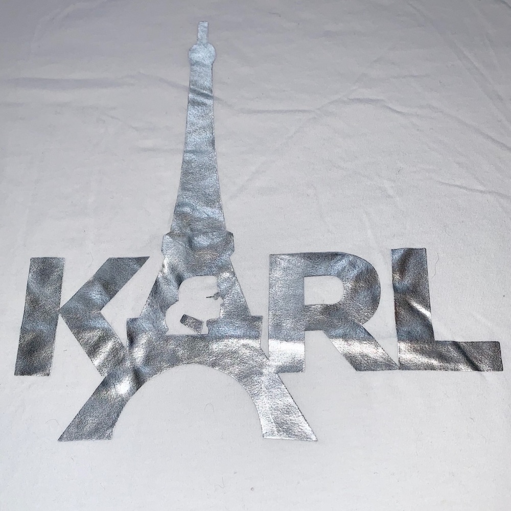 Karl Lagerfeld Paris Silver Eiffel Tower Tee Shirt